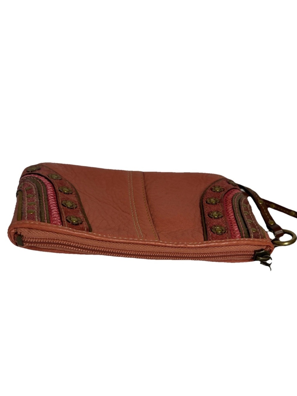 Vintage Coach Rose Pink Studded Pebbled Leather Wristlet - Picture 6 of 11